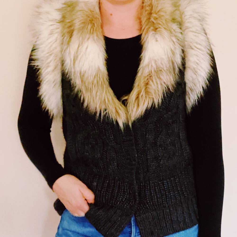 LOFT Faux Fur & Wool Vest